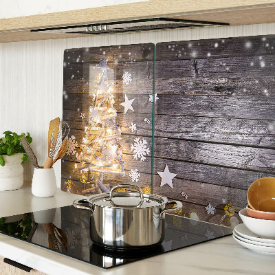 Chopping board glass Christmas tree with decorations