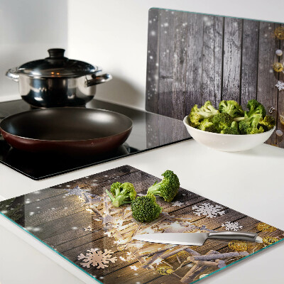 Chopping board glass Christmas tree with decorations