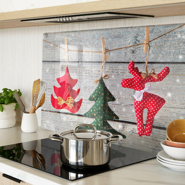 Cutting board Christmas decorations on a wooden background