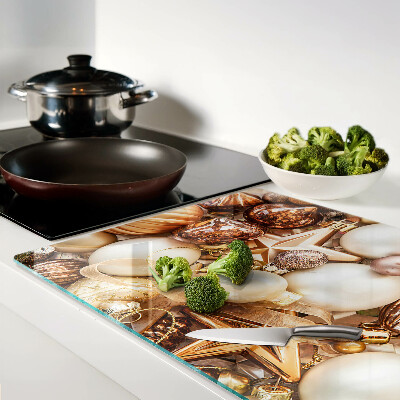 Glass cutting board Christmas decorations and baubles