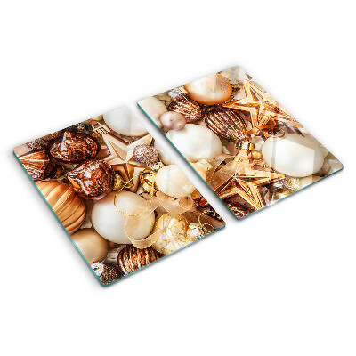 Glass cutting board Christmas decorations and baubles