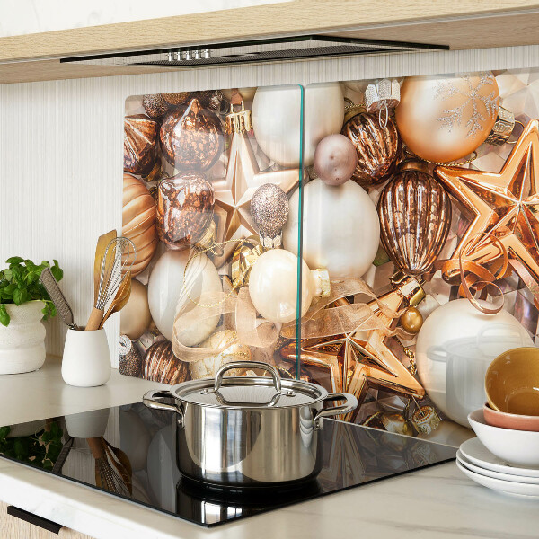 Glass cutting board Christmas decorations and baubles