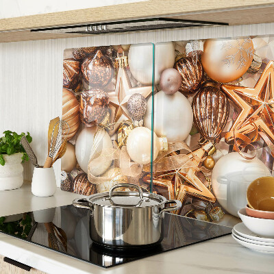 Glass cutting board Christmas decorations and baubles