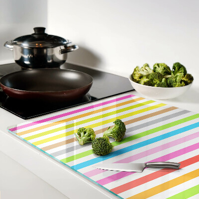 Glass kitchen board Rainbow colored stripes