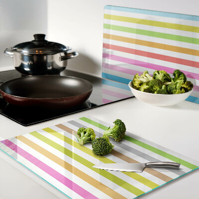 Glass kitchen board Rainbow colored stripes