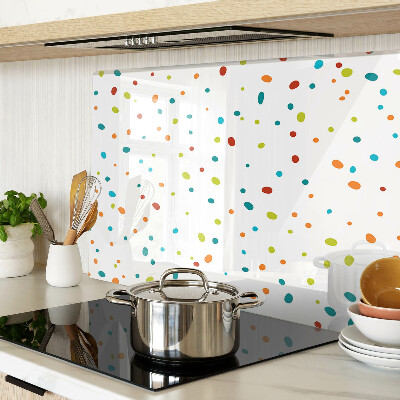 Chopping board glass Colorful dots on a white background