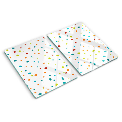 Chopping board glass Colorful dots on a white background