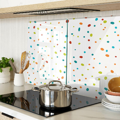 Chopping board glass Colorful dots on a white background