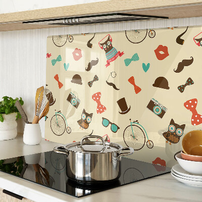 Glass cutting board Kittens and retro accessories