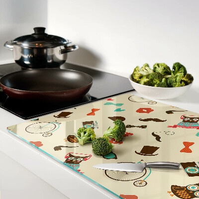 Glass cutting board Kittens and retro accessories