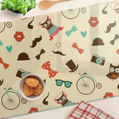 Glass cutting board Kittens and retro accessories