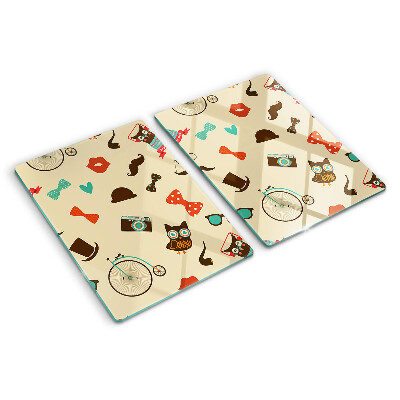 Glass cutting board Kittens and retro accessories