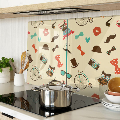 Glass cutting board Kittens and retro accessories