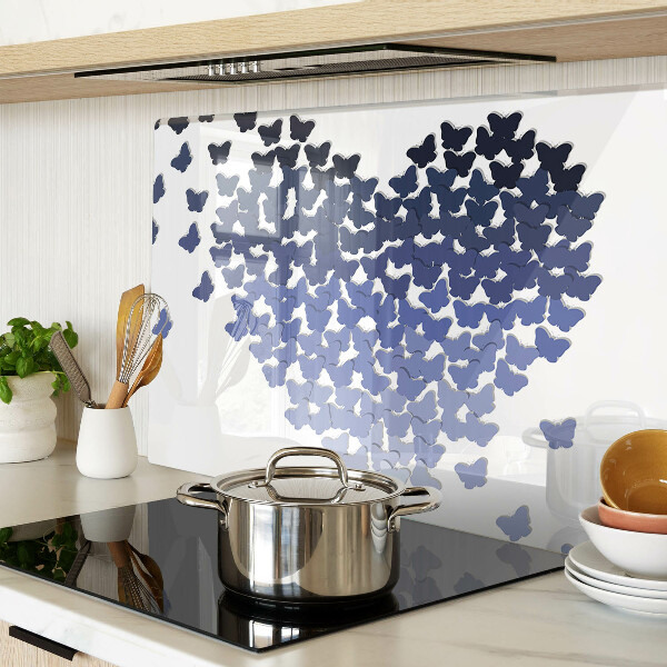 Glass kitchen board Heart motif with butterflies