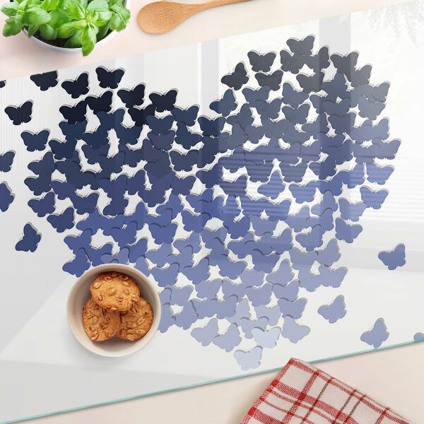 Glass kitchen board Heart motif with butterflies