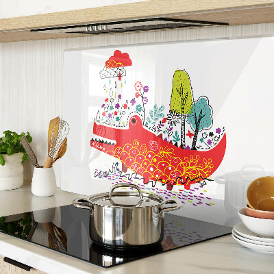 Chopping board glass Crocodile in a colorful setting