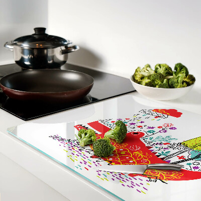 Chopping board glass Crocodile in a colorful setting