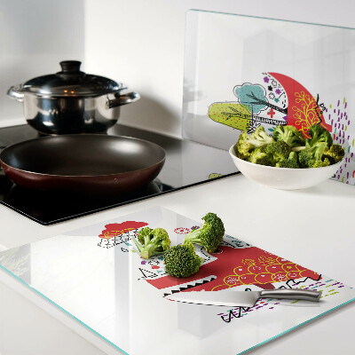 Chopping board glass Crocodile in a colorful setting