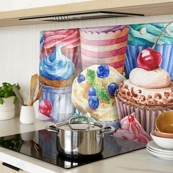 Cutting board Cupcakes and colorful pastries