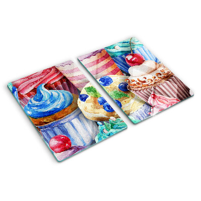 Cutting board Cupcakes and colorful pastries