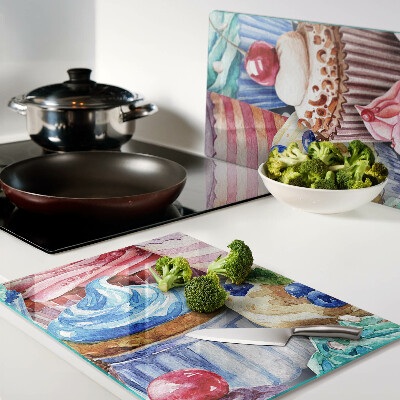 Cutting board Cupcakes and colorful pastries
