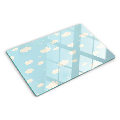 Glass chopping board Clouds in the sky