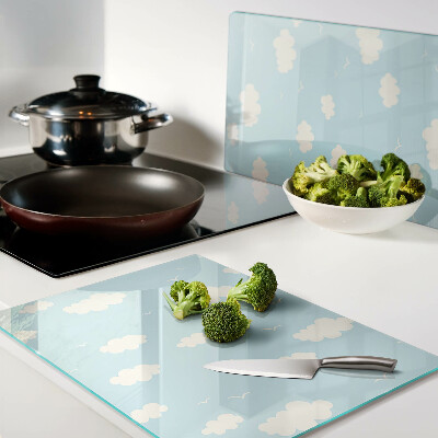 Glass chopping board Clouds in the sky