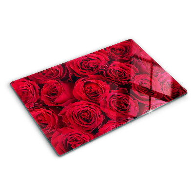 Glass chopping board Red roses