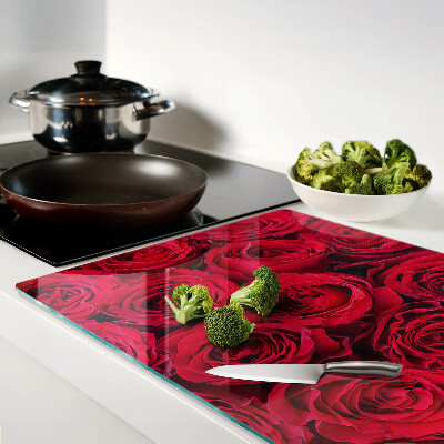Glass chopping board Red roses