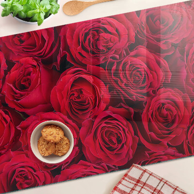 Glass chopping board Red roses