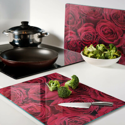Glass chopping board Red roses