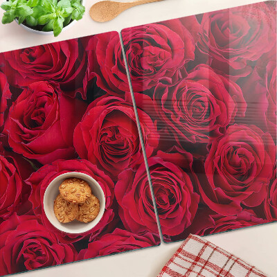 Glass chopping board Red roses