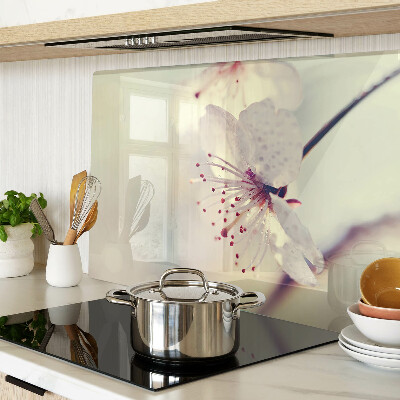 Glass kitchen board Flowers on a geometric background
