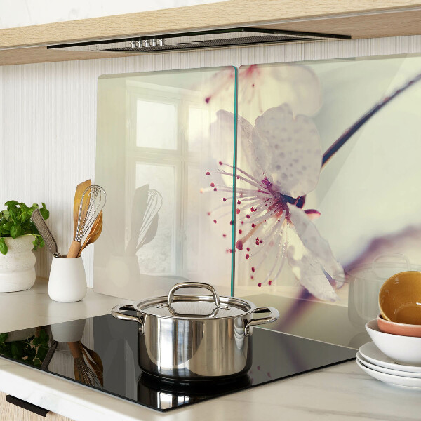 Glass kitchen board Flowers on a geometric background