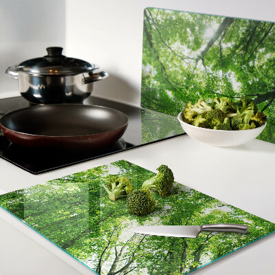 Chopping board glass Forests and green trees
