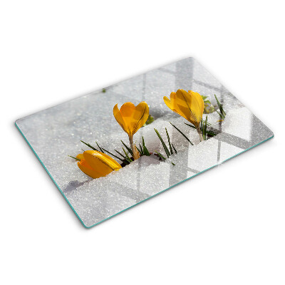 Cutting board Crocuses in the snow