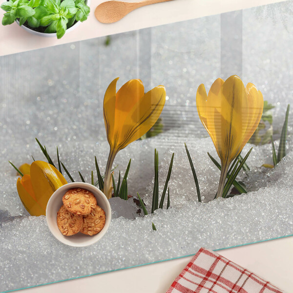 Cutting board Crocuses in the snow