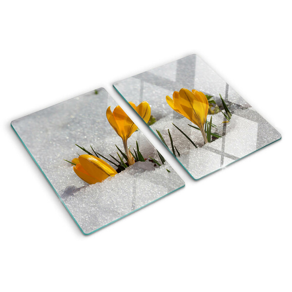 Cutting board Crocuses in the snow