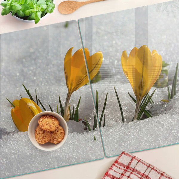 Cutting board Crocuses in the snow