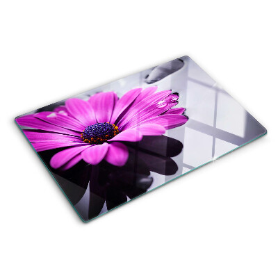 Glass cutting board Purple flower with water drops