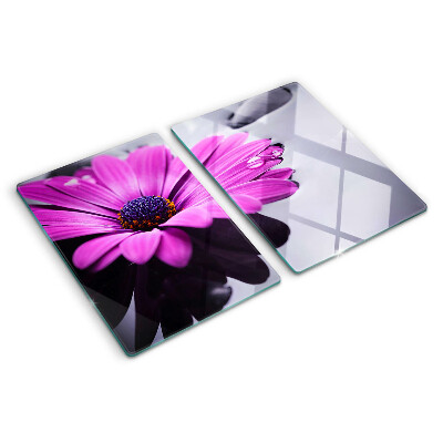 Glass cutting board Purple flower with water drops