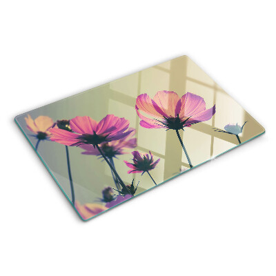 Chopping board glass Flowers in pastel shades