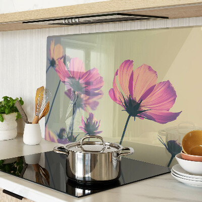 Chopping board glass Flowers in pastel shades