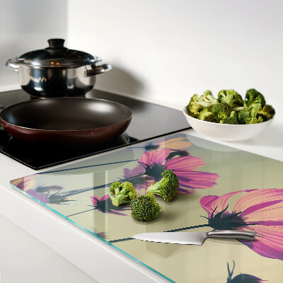Chopping board glass Flowers in pastel shades