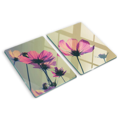 Chopping board glass Flowers in pastel shades