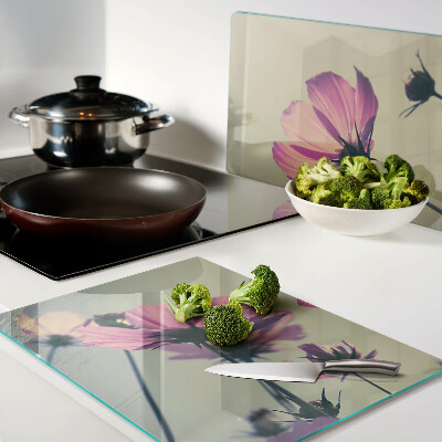 Chopping board glass Flowers in pastel shades