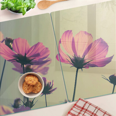 Chopping board glass Flowers in pastel shades