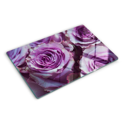 Glass chopping board Roses in shades of purple