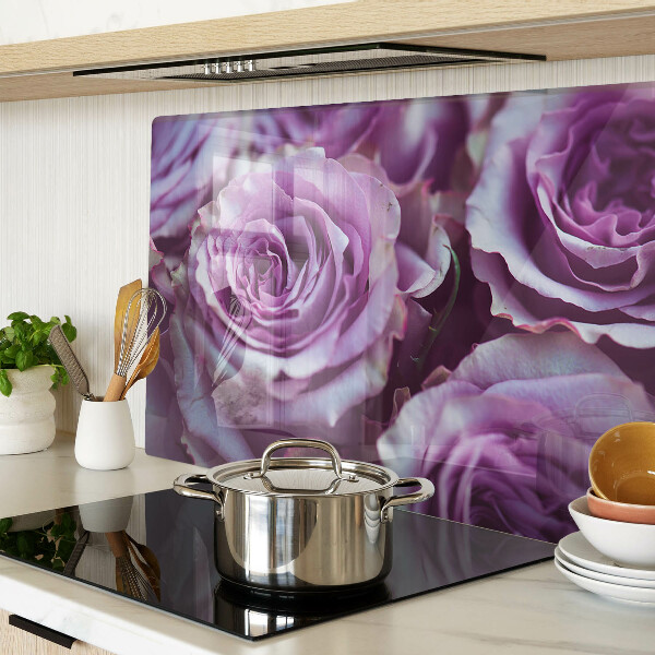 Glass chopping board Roses in shades of purple