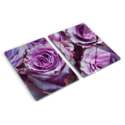 Glass chopping board Roses in shades of purple